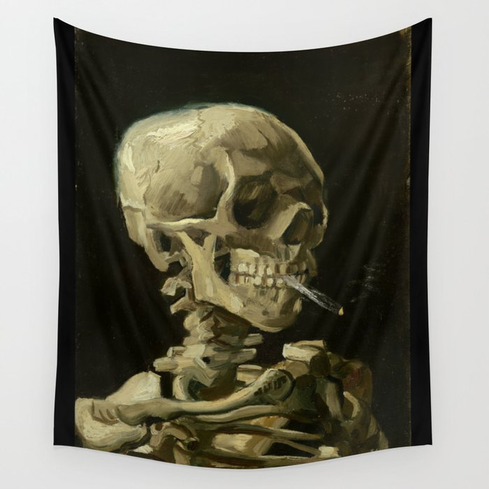 Vincent Van Gogh - Skull Of A Skeleton With Burning Cigarette Wall Tapestry