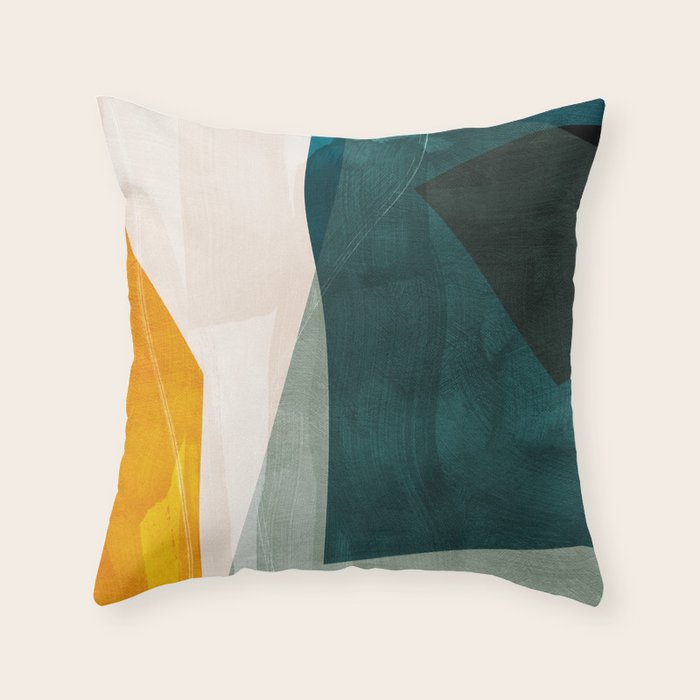 Mid Century Shapes Abstract Painting 3 Throw Pillow