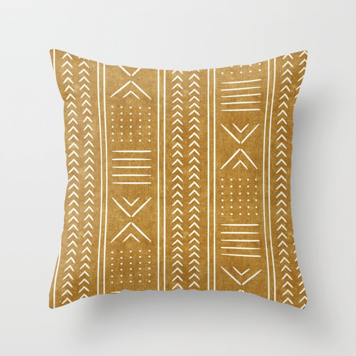 Mustard Mud Cloth - Arrow Cross Throw Pillow