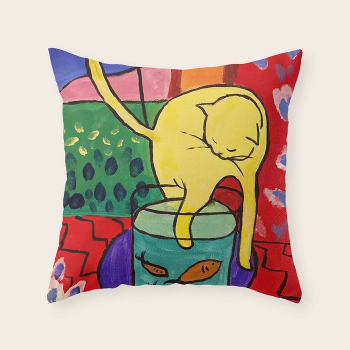 Cat With Red Fish- Henri Matisse Throw Pillow