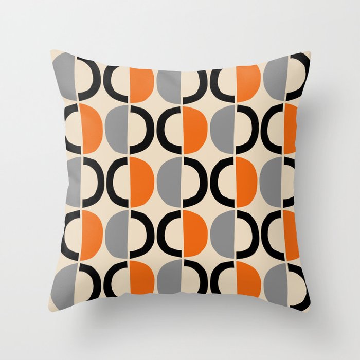 Mid Century Decor 548 Beige Black Gray And Orange Throw Pillow