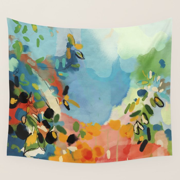 Garden With Sea View And Olive Tree Wall Tapestry
