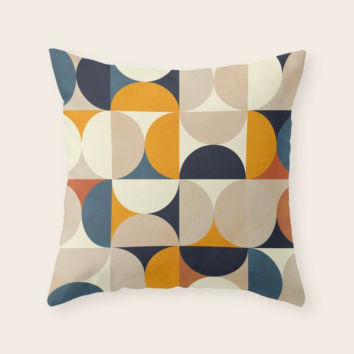 Mid Century Abstract Shapes Fall Winter 1 Throw Pillow