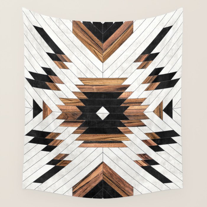 Urban Tribal Pattern No.5 - Aztec - Concrete And Wood Wall Tapestry