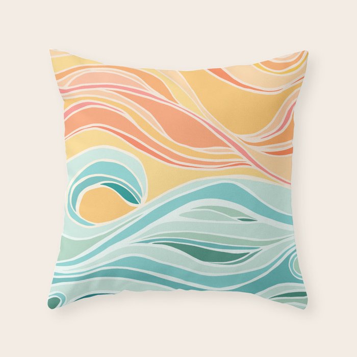 Sea And Sky Abstract Landscape Throw Pillow