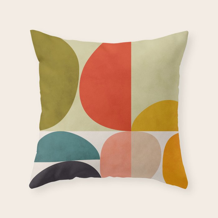 Shapes Of Mid Century Geometry Art Throw Pillow