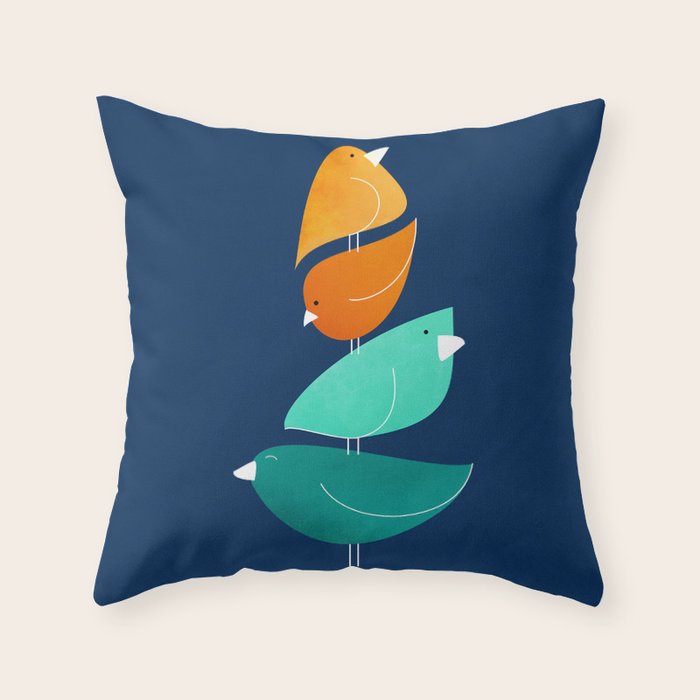 Bird Stack Iii Illustration Throw Pillow