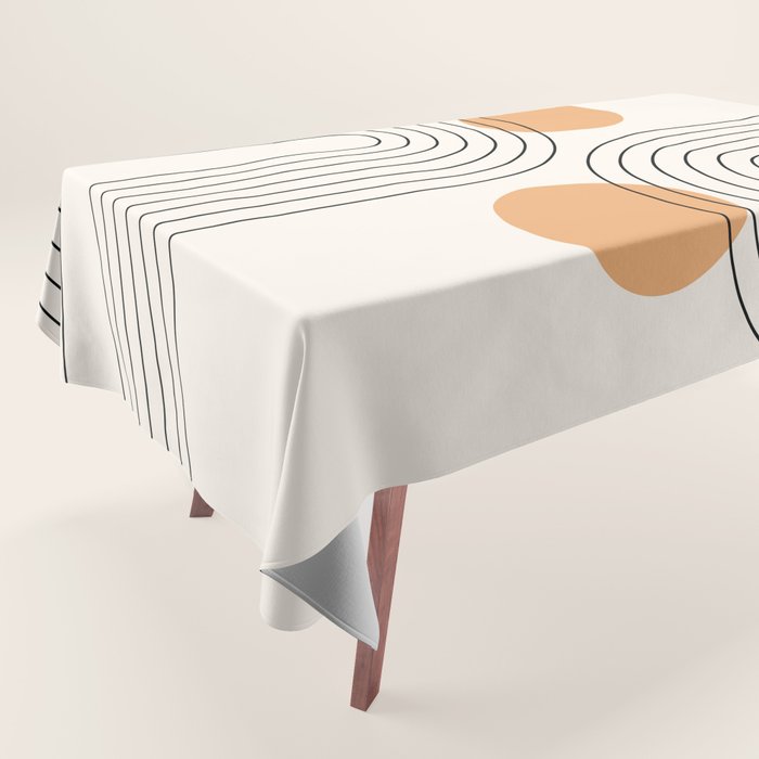 Mid Century Modern Geometric 61 (Rainbow And Sun Abstraction) Tablecloth