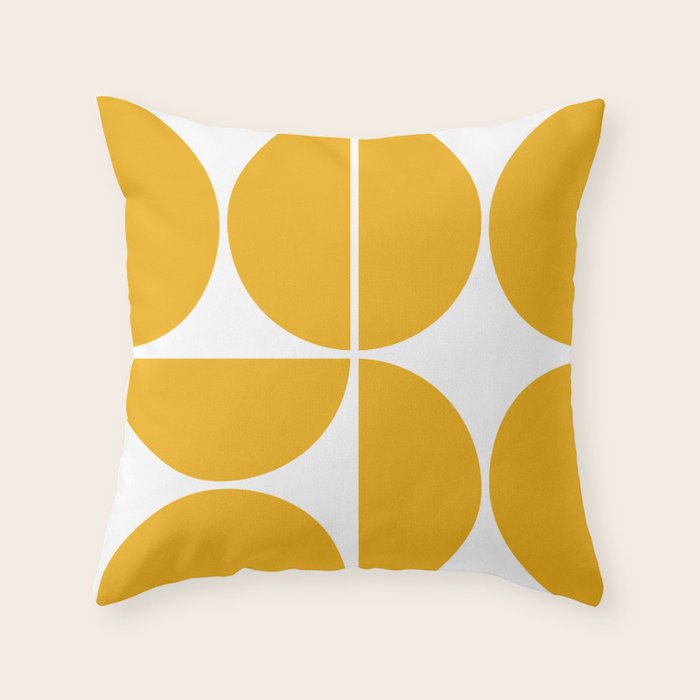 Mid Century Modern Yellow Square Throw Pillow