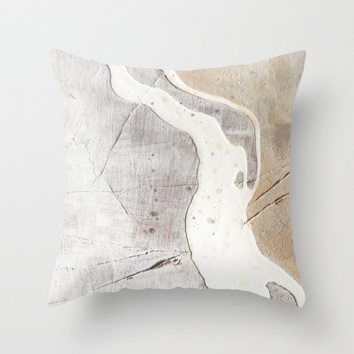 Feels: A Neutral, Textured, Abstract Piece In Whites By Alyssa Hamilton Art Throw Pillow