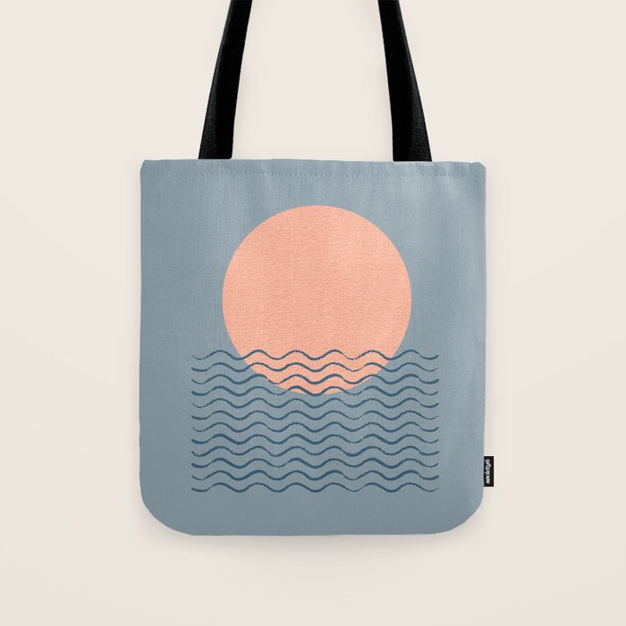 Ocean Wave Sun Blue - Mid Century Modern Tote Bag