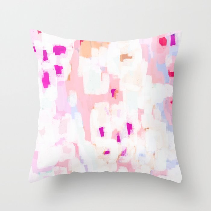 Netta - Abstract Painting Pink Pastel Bright Happy Modern Home Office Dorm College Decor Throw Pillow