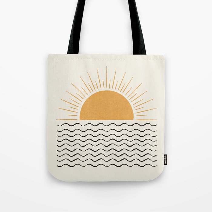 Sunrise Ocean - Mid Century Modern Style Tote Bag