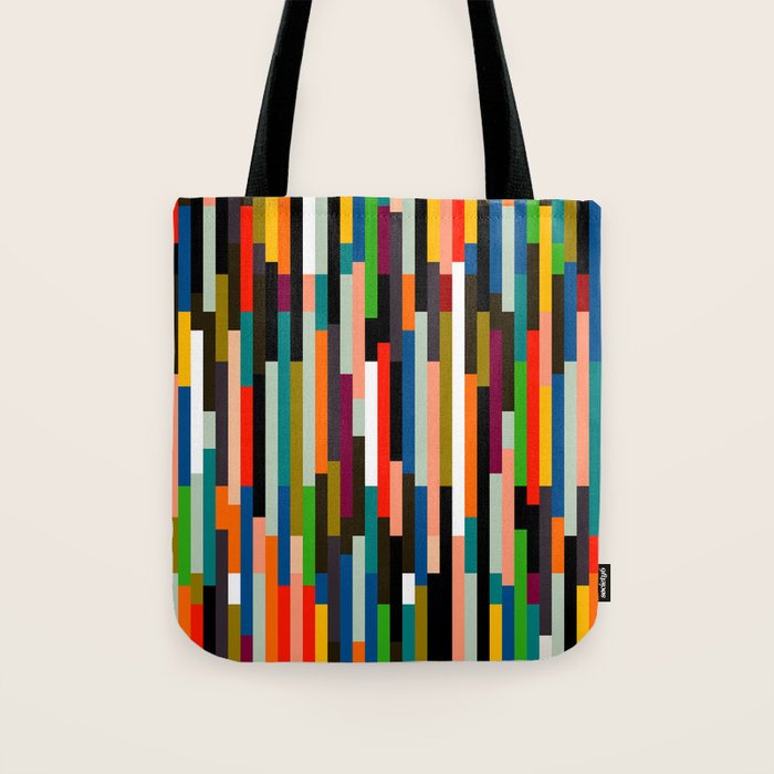 Mid Century Stripes Geometry Retro Tote Bag