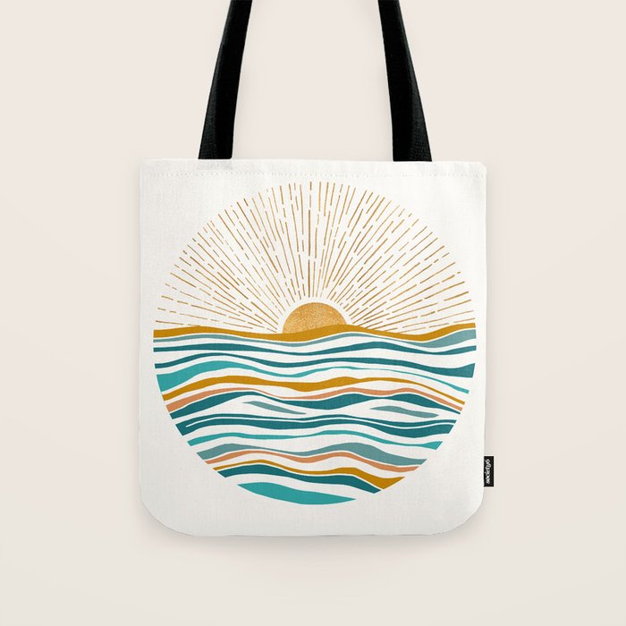 The Sun And The Sea - Gold And Teal Tote Bag