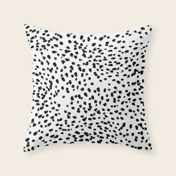 Nadia - Black And White, Animal Print, Dalmatian Spot, Spots, Dots, Bw Throw Pillow