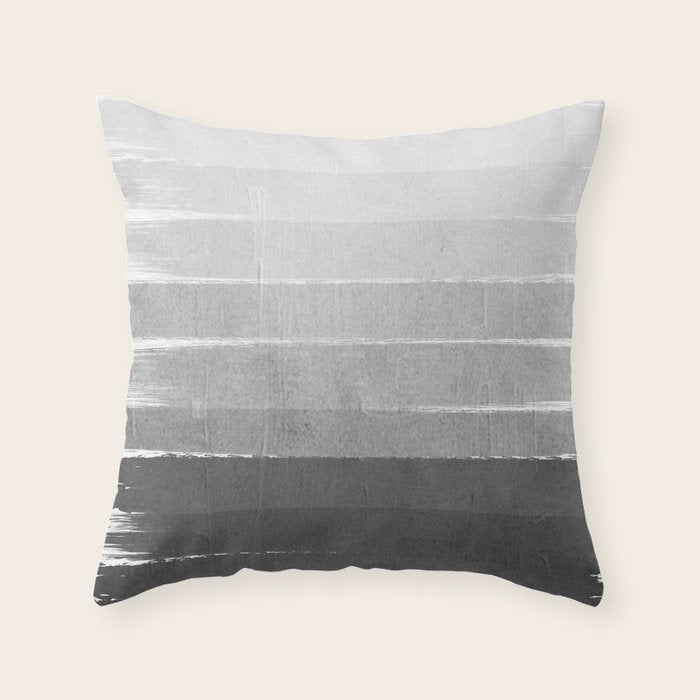 Brushstroke - Ombre Grey, Charcoal, Minimal, Monochrome, Black And White, Trendy,  Painterly Art  Throw Pillow