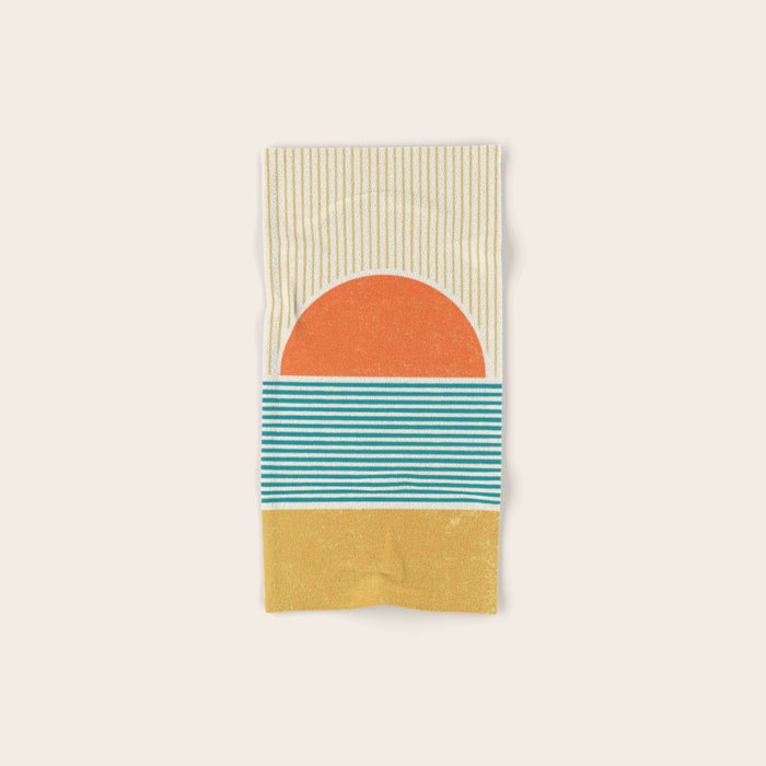 Sun Beach Stripes - Mid Century Modern Abstract Bath Towel