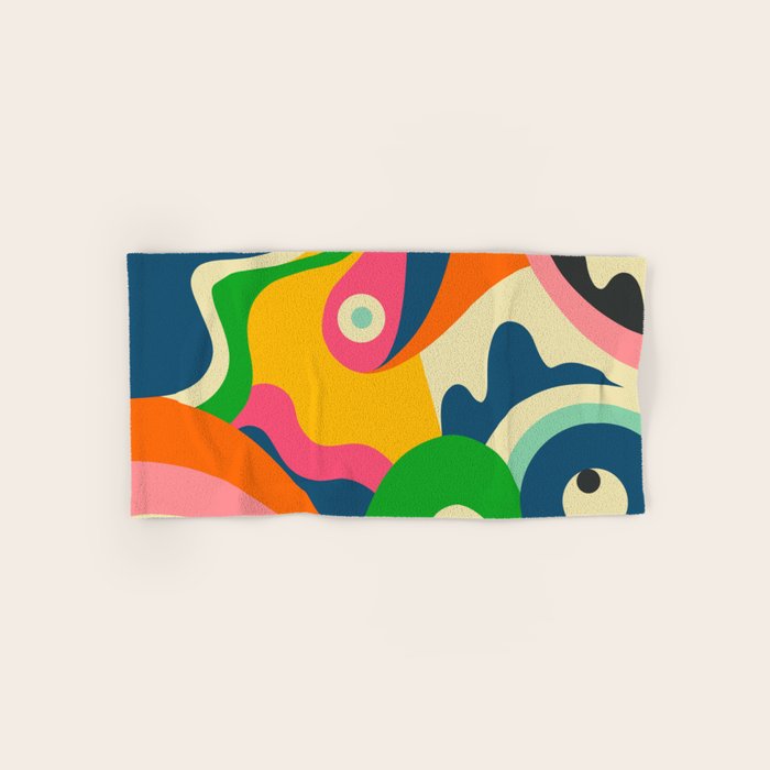 Colorful Mid Century Abstract  Bath Towel