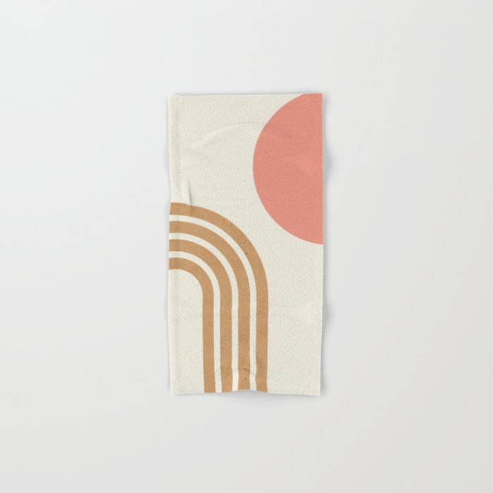 Mid Century Modern Pink Sun And Rainbow Bath Towel