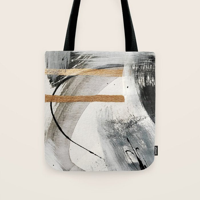 Armor [7]: A Bold Minimal Abstract Mixed Media Piece In Gold, Black And White Tote Bag