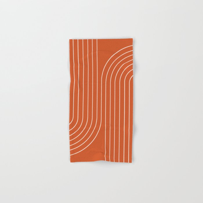 Minimal Line Curvature Ix Red Mid Century Modern Arch Abstract Bath Towel