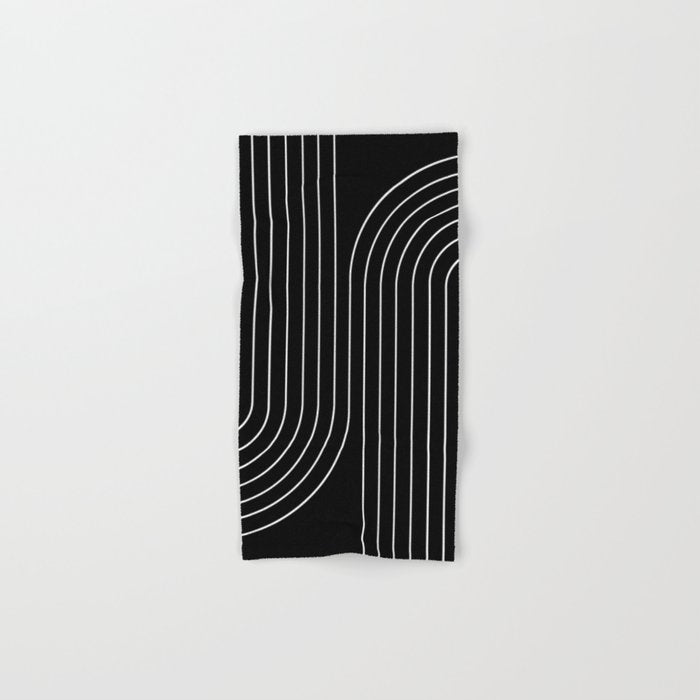 Minimal Line Curvature Ii Black And White Mid Century Modern Arch Abstract Bath Towel