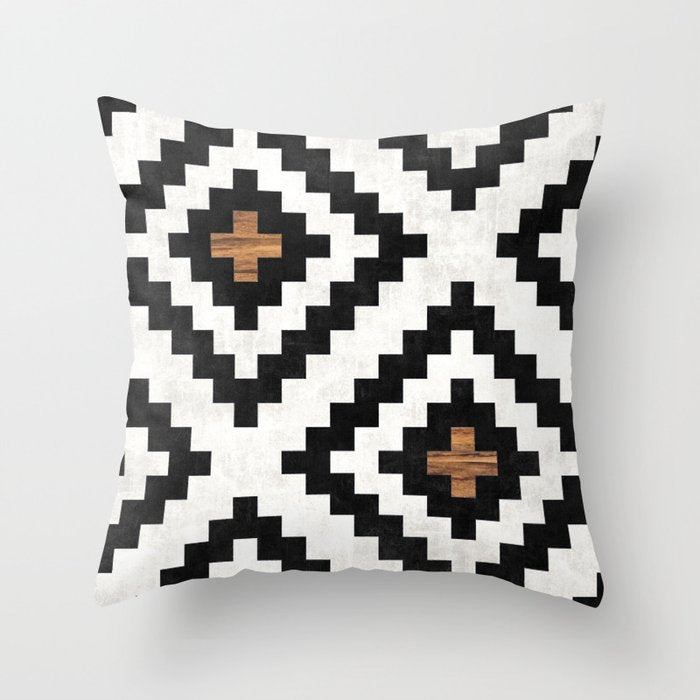 Urban Tribal Pattern No.16 - Aztec - Concrete And Wood Throw Pillow
