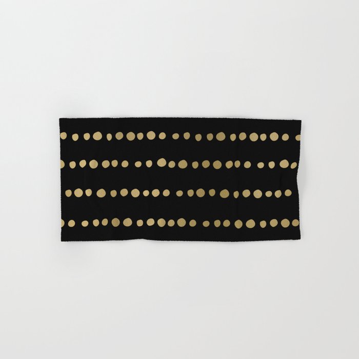 Boho Mudcloth Dots Pattern, Black And Gold Bath Towel