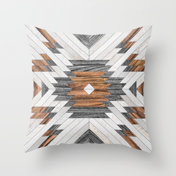 Urban Tribal Pattern No.8 - Aztec - Wood Throw Pillow