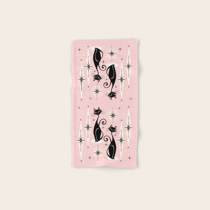 Mid Century Meow Retro Atomic Cats ©Studioxtine Bath Towel