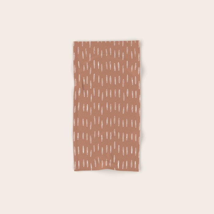 Boho Raindrops Abstract Pattern, Terracotta Bath Towel