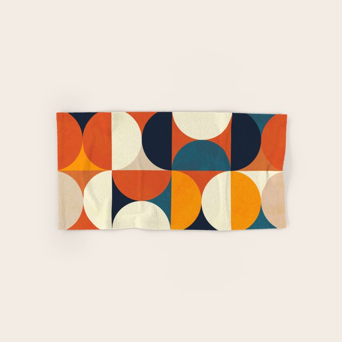 Mid Century Abstract Shapes Fall Winter 3 Bath Towel