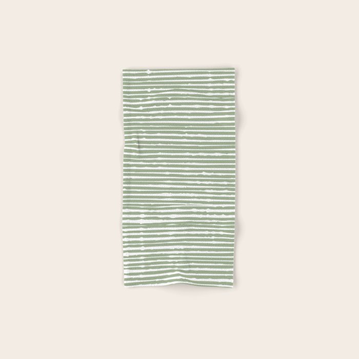 Abstract Stripes, Sage Green, Boho Wall Art Bath Towel