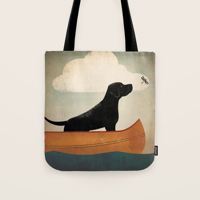 Black Lab Labrador Retriever Dog Canoe Ride Tote Bag