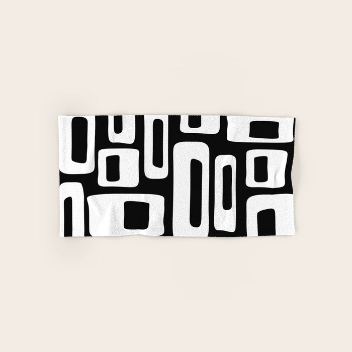 Black And White Mid Century Modern Abstract Pattern 335 Bath Towel