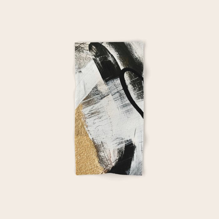 Armor [9]: A Minimal Abstract Piece In Black White And Gold By Alyssa Hamilton Art Bath Towel