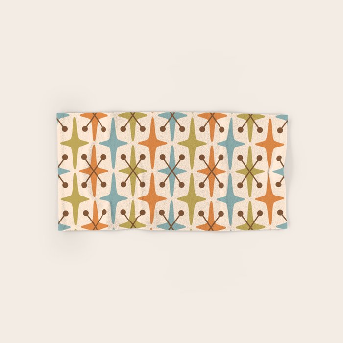Mid Century Modern Googie Star Pattern Mid Mod Bath Towel