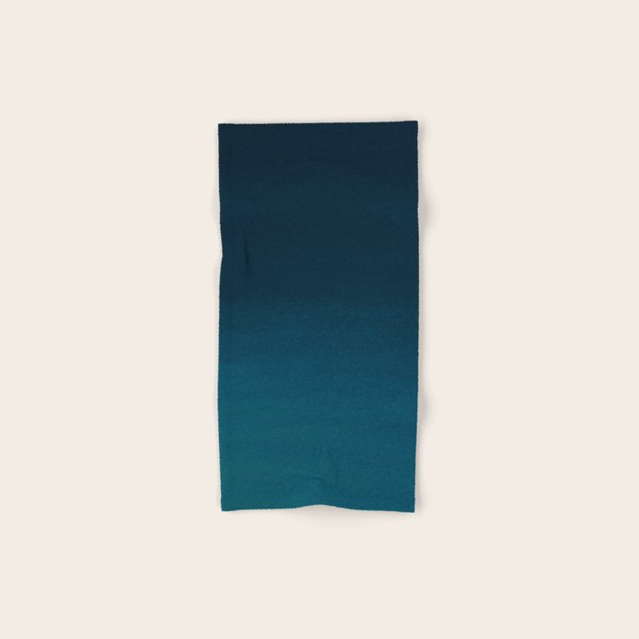 Navy Blue Teal Hand Painted Watercolor Paint Ombre Bath Towel