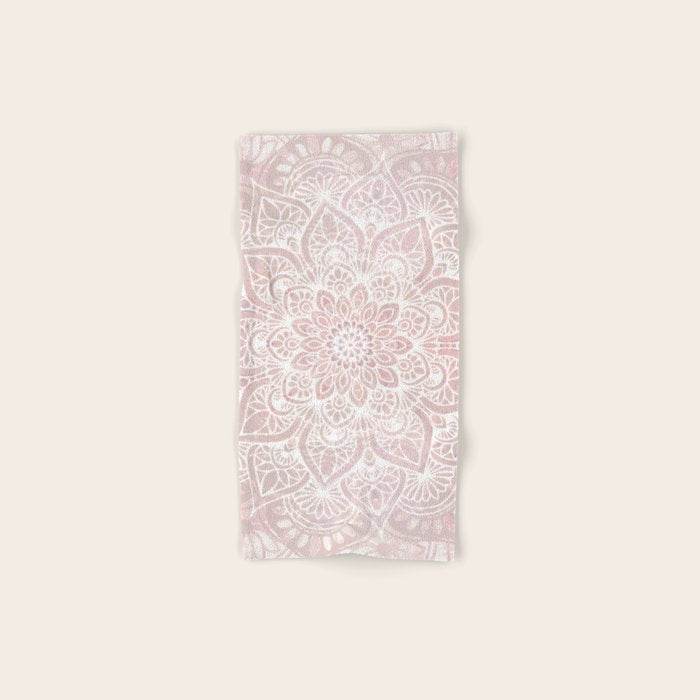 Mandala Yoga Love, Blush Pink Floral Bath Towel