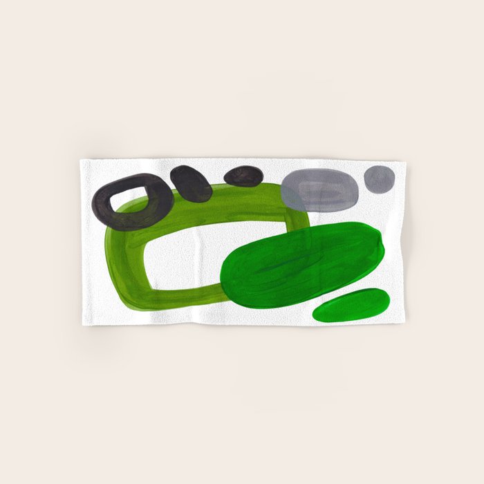 Mid Century Vintage 70'S Design Abstract Minimalist Colorful Pop Art Olive Green Dark Green Grey Bath Towel