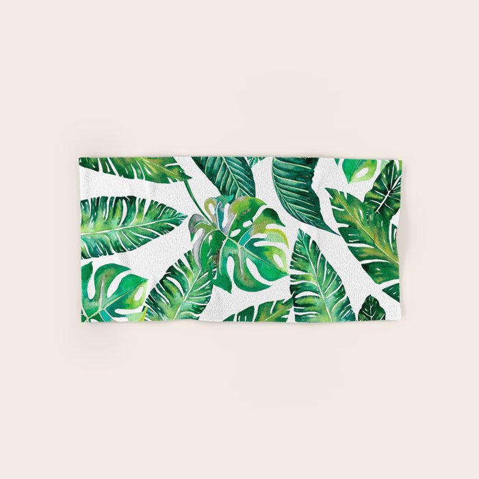 Jungle Leaves, Banana, Monstera #Homestorie Bath Towel