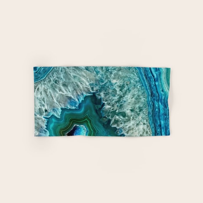 Aqua Turquoise Agate Mineral Gem Stone Bath Towel