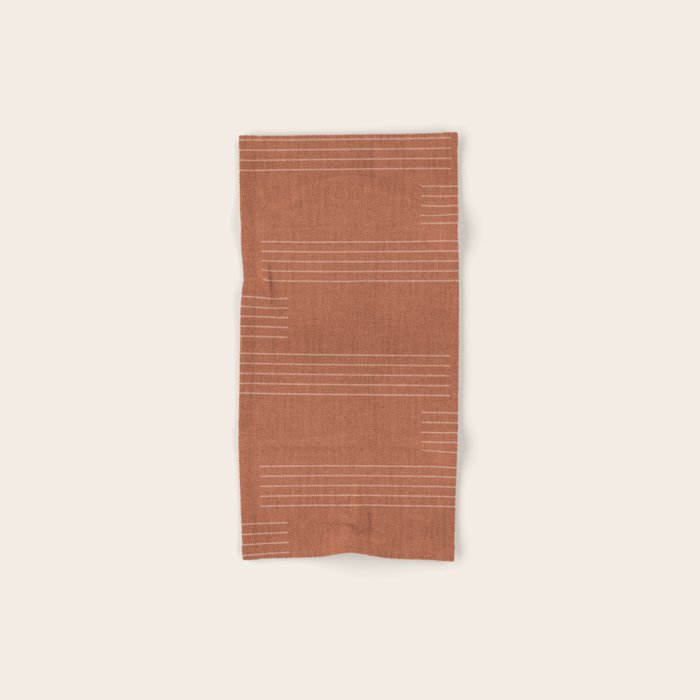 Minimal, Pattern, Boho Prints, Terracotta Bath Towel