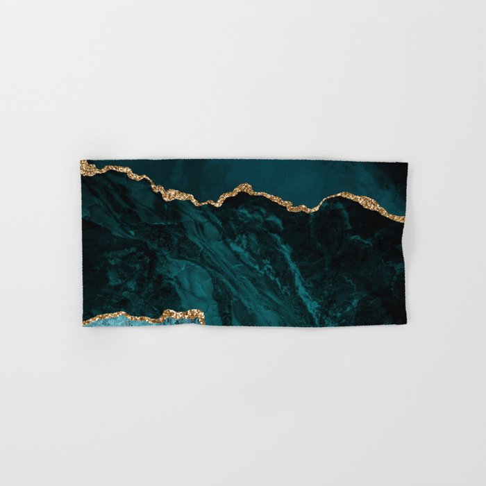 Teal Blue Emerald Marble Landscapes Bath Towel