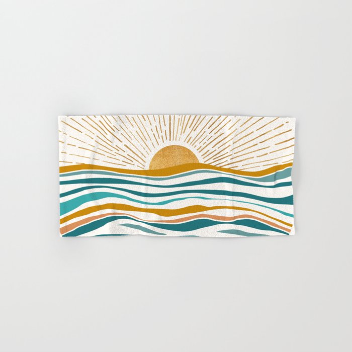 The Sun And The Sea - Gold And Teal Bath Towel