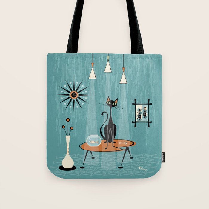Mid Century Mishchief/ Cat Red Handed I Tote Bag
