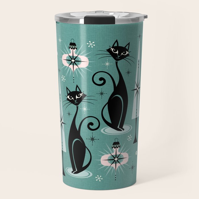 Mid Century Meow Atomic Kitty Christmas ©Studioxtine Travel Mug