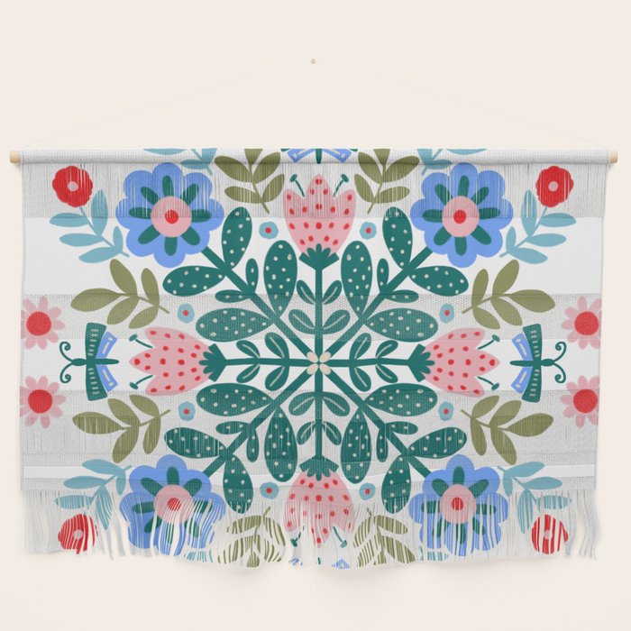 Scandinavian Folk Art Mandala Wall Hanging