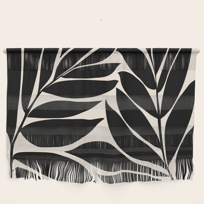 Black Seagrass Shapes Drawing Wall Hanging